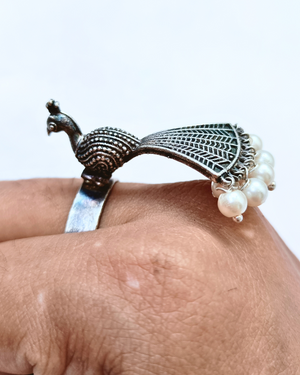Peacock Finger Ring In German Silver