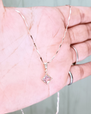 Square Crystal Rosegold Pendant Chain