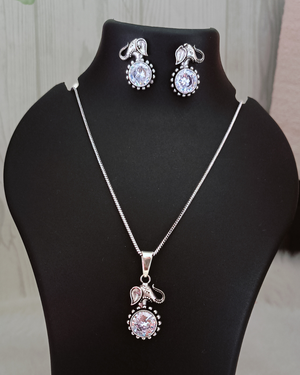 German Silver Chain With Big Daimond & Elephant Design
