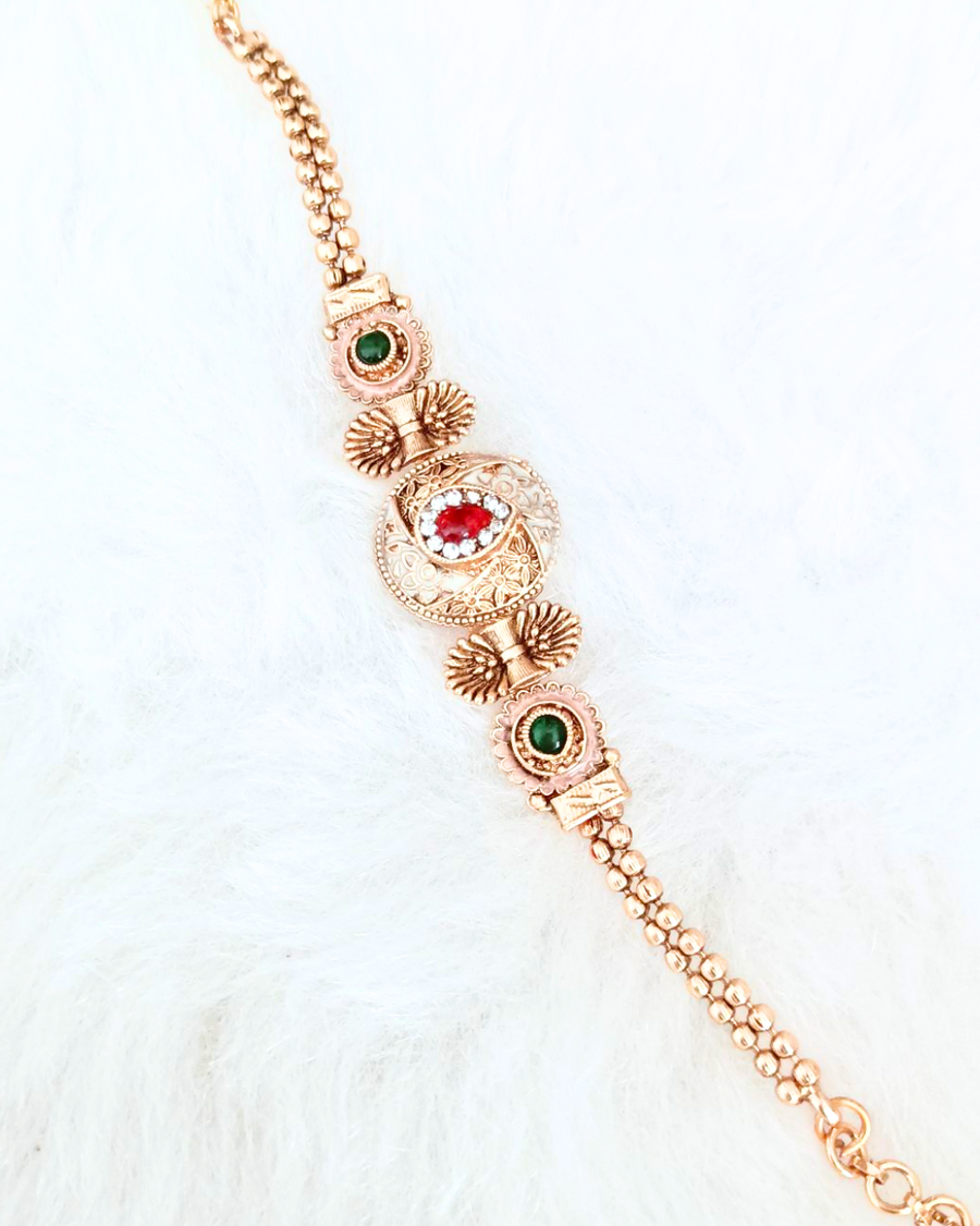 Oval Pendant Golden Rajwadi Bracelet