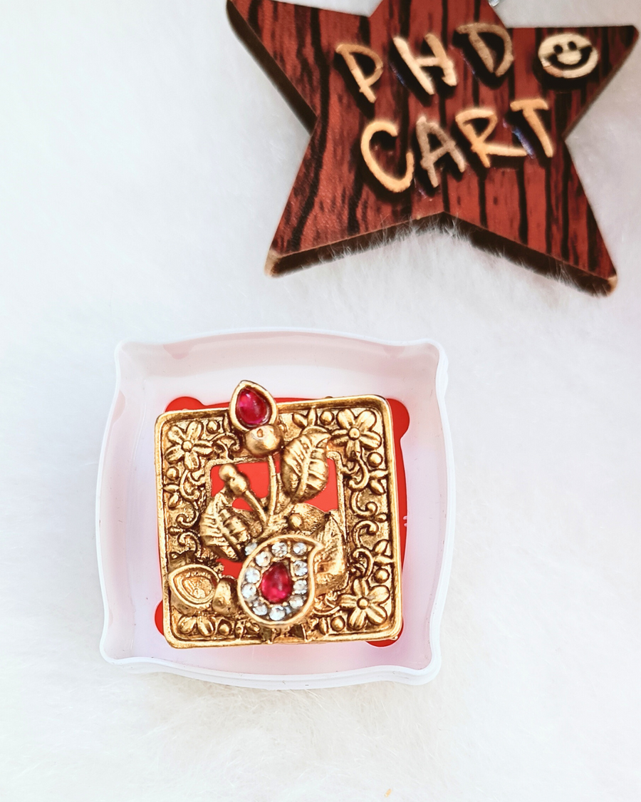 Square Golden Matt Finger Ring