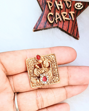 Square Golden Matt Finger Ring