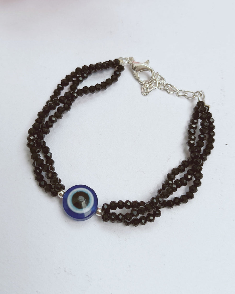 Evil Eye Bracelet With Black Crystal