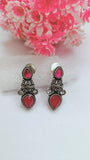 Pink Stone Stud German Silver Earring