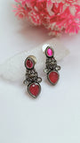 Pink Stone Stud German Silver Earring