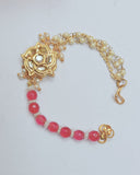 Pink Onex Beads And Kundan Bracelet