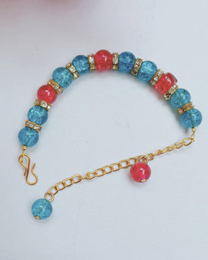 Pink Blue Crack Beads Bracelet