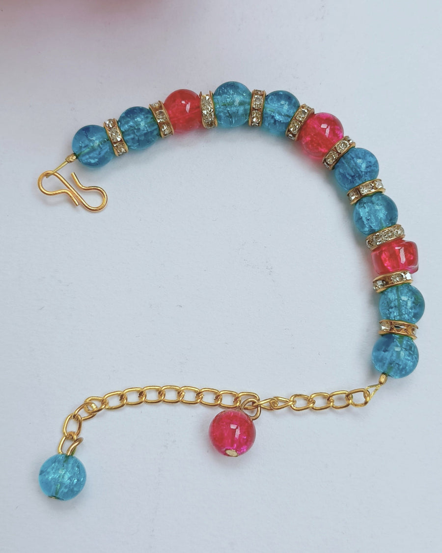 Pink Blue Crack Beads Bracelet