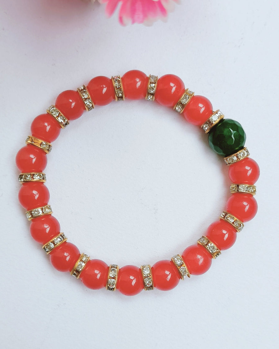 Red Green Daimond Rings Bracelet