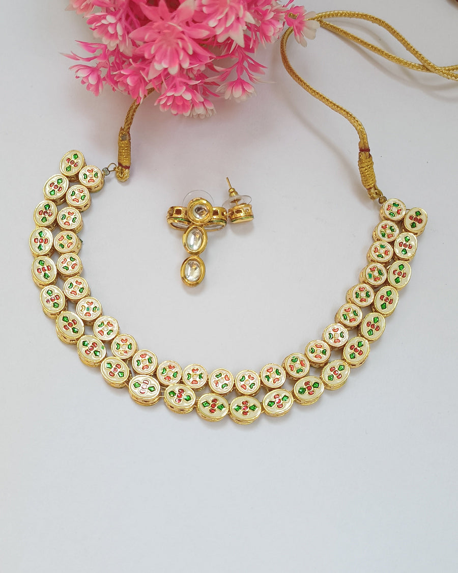 2 Line Kundan Choker Set