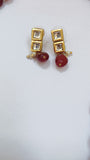 Marun 2 Layer Mala With Kundan Earring
