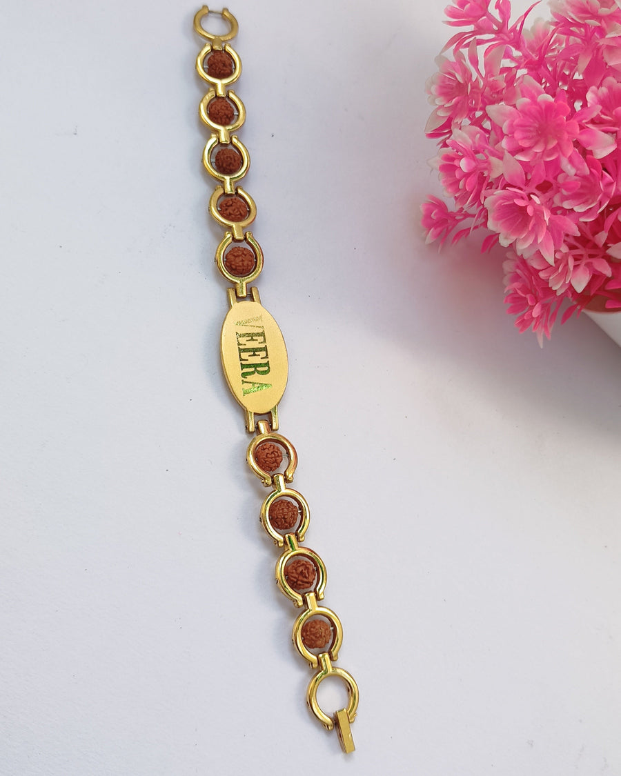 Micro Gold Polish Rudraksh Bracelet (Lakki) For Men