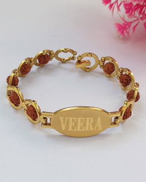 Micro Gold Polish Rudraksh Bracelet (Lakki) For Men