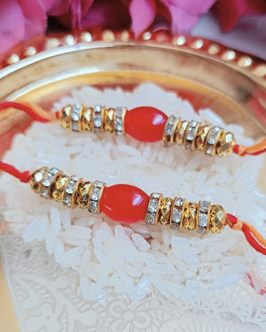 Red Beads Rakhi (2 Piece)