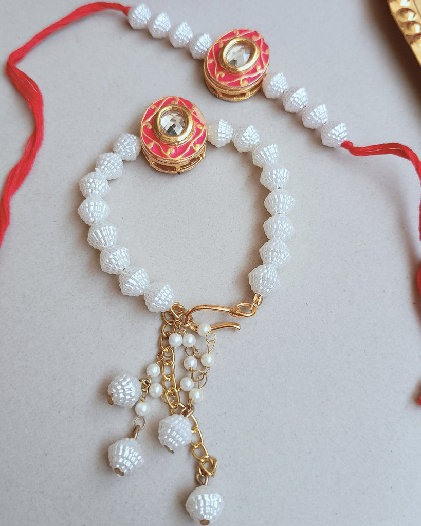Kundan Beads Couple Rakhi
