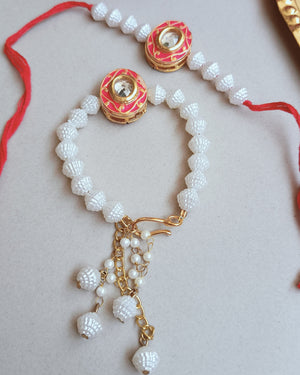 Kundan Beads Couple Rakhi