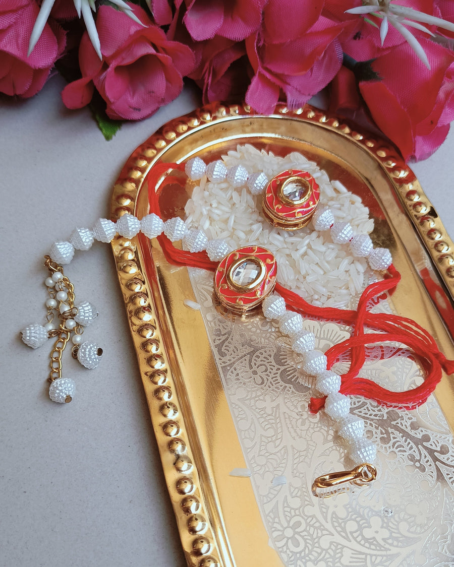 Kundan Beads Couple Rakhi