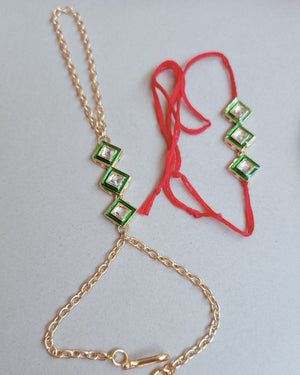 Kundan Couple Rakhi With Hathfool