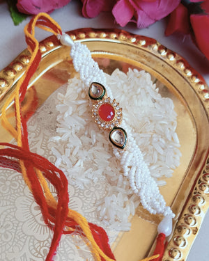 Sead Beads Kundan Rakhi For Bhai Or Bhabhi