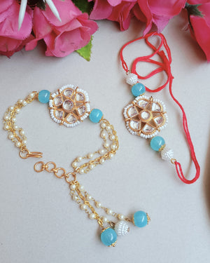 Kundan Couple Rakhi (Blue)