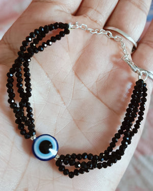Evil Eye Bracelet With Black Crystal