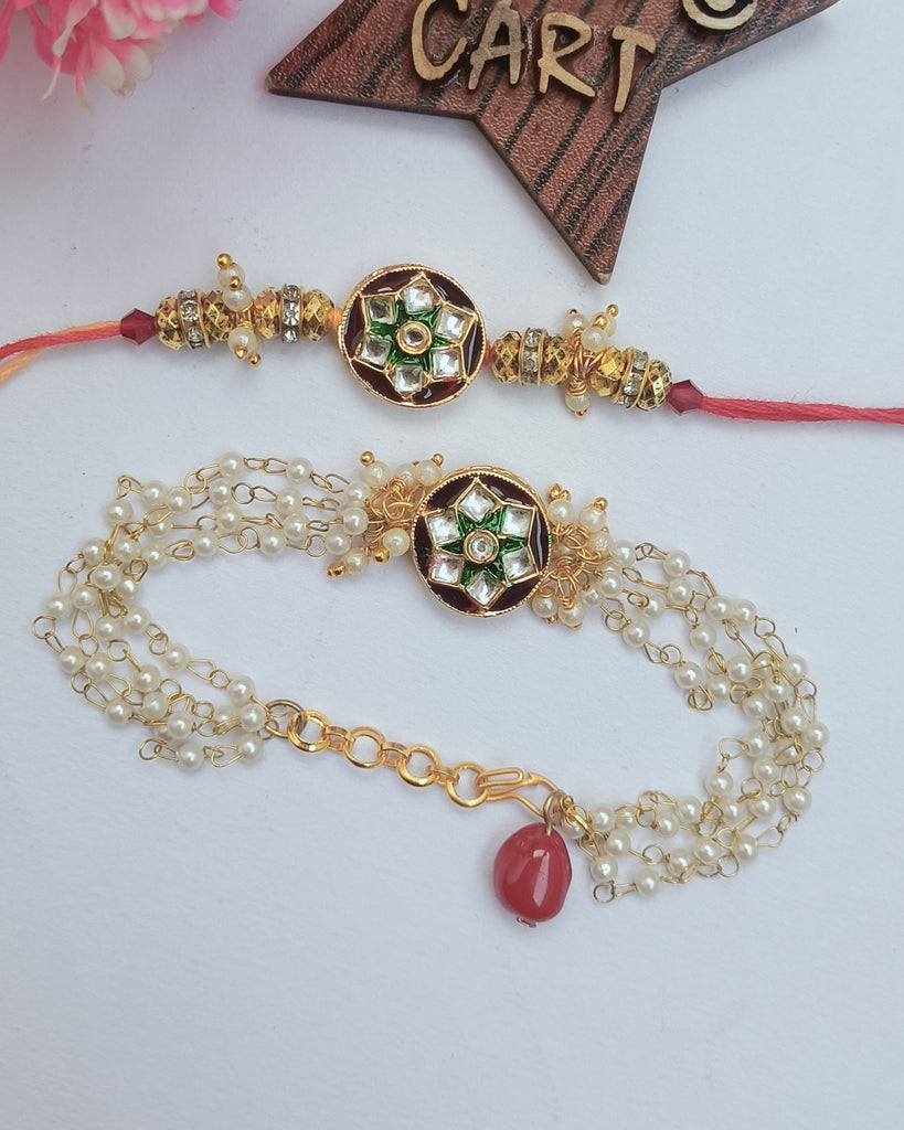 Kundan Couple Rakhi Combo