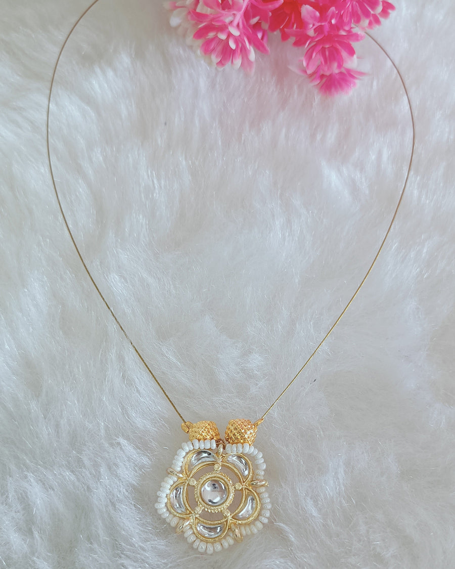 Invisible Chain Flower Kundan Pendant