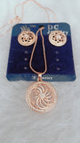 Round Rosegold Daimond Pendant Chain With Earring