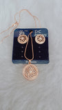 Round Rosegold Daimond Pendant Chain With Earring