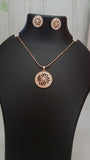 Round Rosegold Daimond Pendant Chain With Earring