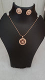 Round Rosegold Daimond Pendant Chain With Earring