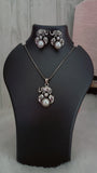 German Silver Chain With Elephant & Pearl Pendant Set