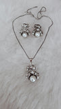 German Silver Chain With Elephant & Pearl Pendant Set