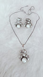 German Silver Chain With Elephant & Pearl Pendant Set