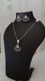 German Silver Chain Pendant Set With Drop Daimond