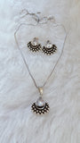 German Silver Chain Pendant Set With Drop Daimond