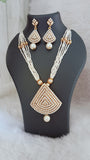 Triangle Pearl Pendant Set