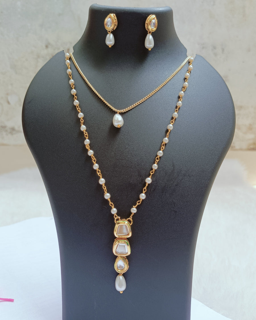 Double Layer Kundan Chain Pendant Set