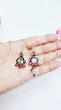 Pink White Stone Hook Earring In German Silver