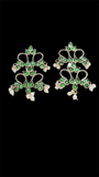 Green Stone Long Earring in German Silver